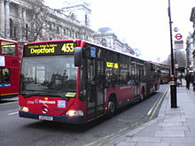 Stagecoach London Mercedes-Benz Citaro O530G on route 453 on Whitehall in January 2005 BusRoute453.jpg