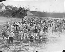 The 1922 Freshman Cake Race, an early and enduring tradition Cake Race 1922.JPG