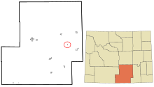 Carbon County Wyoming beépített és be nem épített területek Elk Mountain kiemelt.svg