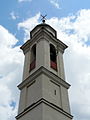 Il campanile della chiesa di San Michele Arcangelo, Carpeneto, Fascia, Liguria, Italia