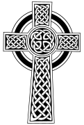 Ornamental version of Celtic "high cross" with decorative knotwork
