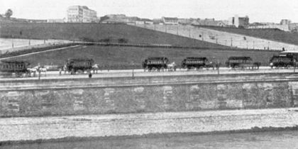 Le « chemin de fer américain » d'Alphonse Loubat, ligne de tramways hippomobiles, Cours La Reine, 1853.