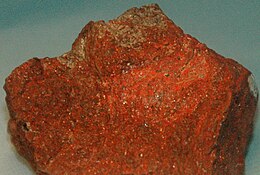 Sample of the mercury sulfide ore, cinnabar Cinnabar (New Almaden, California, USA) (18824306236).jpg