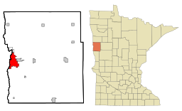 Moorheads läge i Clay County, Minnesota