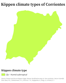 Köppen climate map of Corrientes Province