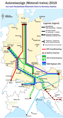 Motorail train lines between Germany, Austria, Italy and Turkey (2018-2019) D-A-Autoreisezug.png