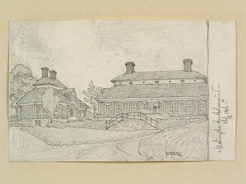 File:Dalarna, Malingsbo sn. Malingsbo bruksherrgård. Teckning av Ferdinand Boberg - Nordiska museet - NMA.0088775.jpg