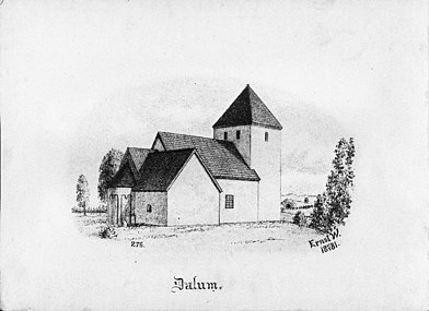 Kyrkan på teckning från 1881.