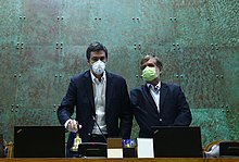 The President and Vice President of the Chamber of Deputies of Chile using protective masks. Diego Paulsen, Francisco Undurraga.jpg