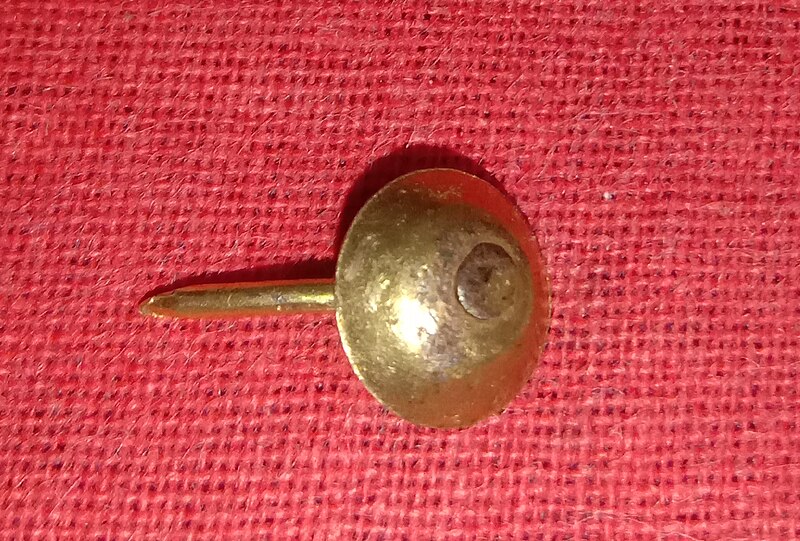 File:Drawing pin or thumb tack, made out of 14 carat gold, from a personal collection, photographed on November 17, 2023.jpg