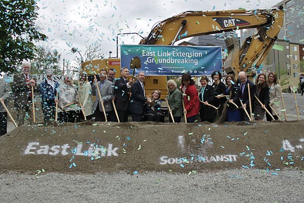 Groundbreaking of the East Link Extension, approved in 2008 by Sound Transit 2