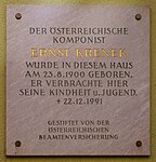 Ernst Krenek - Gedenktafel