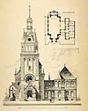 Kościół ewangelicki Euskirchen, plan elewacji i piętra 1896.jpg