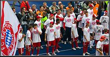 Van Gaal and Bayern Munich players celebrating their Bundesliga victory in 2010