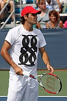 Roger Federer tijdens het ATP-toernooi van Cincinnati in 2008