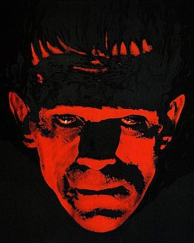 Рисунок Кароя Гроса. Фрагмент постера для фильма «Франкенштейн» (1931), на котором изображен Борис Карлофф в роли Монстра.