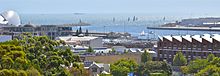 Looking from Burt Street towards South Mole and open sea Fremantle heads from Burt Street.jpg