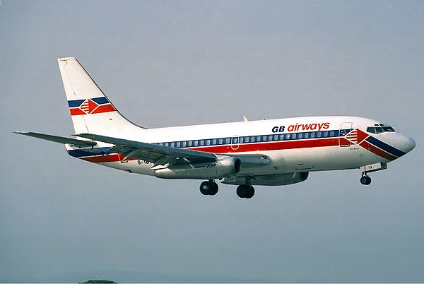 A GB Airways Boeing 737-200 seen in 1992