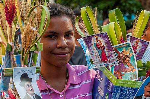  Girl selling for Palm Sunday