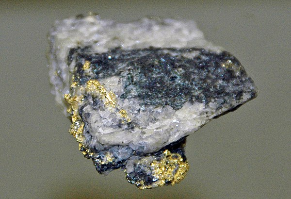 Gold-bornite-quartz vein specimen, Dahlonega Mining District