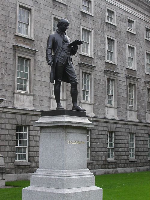 A statue of Goldsmith at Trinity College, Dublin