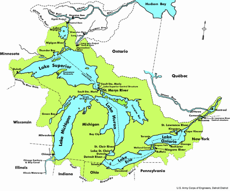 Various national, state, provincial, and municipal jurisdictions govern the Great Lakes Great Lakes 1.PNG