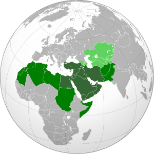 Here's a good old wikipedia map: Dark green shows the area defined by the term Middle East