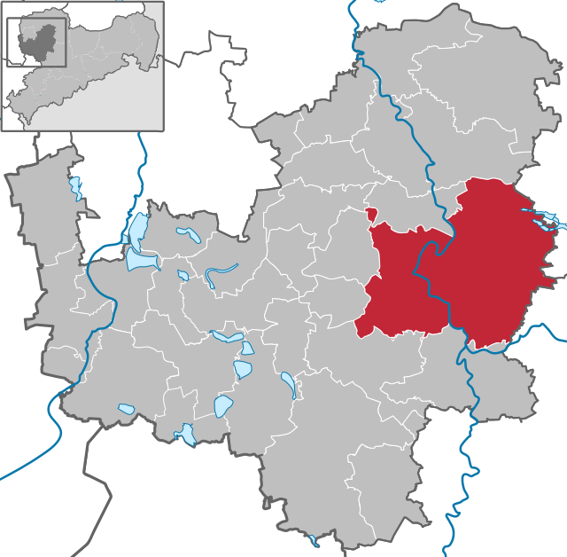 Lage der Stadt Grimma im Landkreis Leipzig