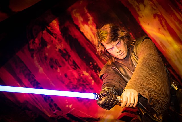 A wax sculpture of Anakin Skywalker at the Madame Tussauds museum in London