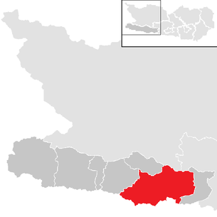 Lage der Gemeinde Hermagor-Pressegger See im Bezirk Hermagor (anklickbare Karte)