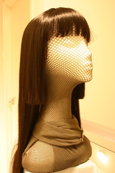 A conventional hime cut wig