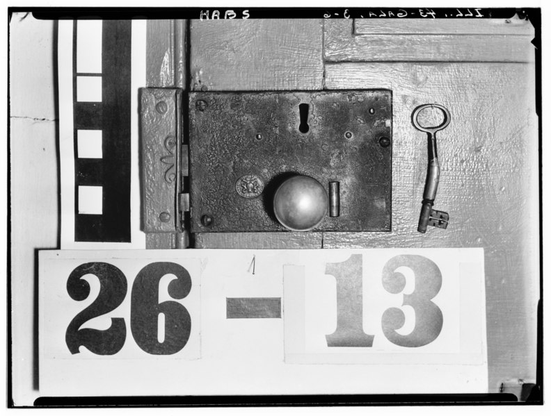 File:Historic American Buildings Survey Chester Hart, Photographer, Feb. 3, 1934 DETAIL OF LOCK (Kitchen - South Wall) - General Smith House, South and Bench Streets, Galena, Jo HABS ILL,43-GALA,3-6.tif