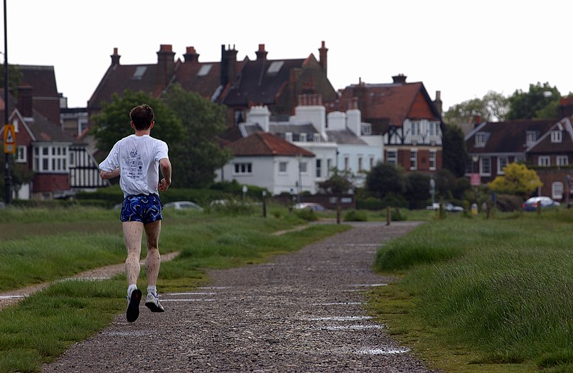 An athlete from Belgrave Harriers trains near Rushmere
