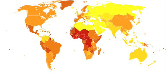 Deaths due to iron-deficiency anaemia per million persons in 2012