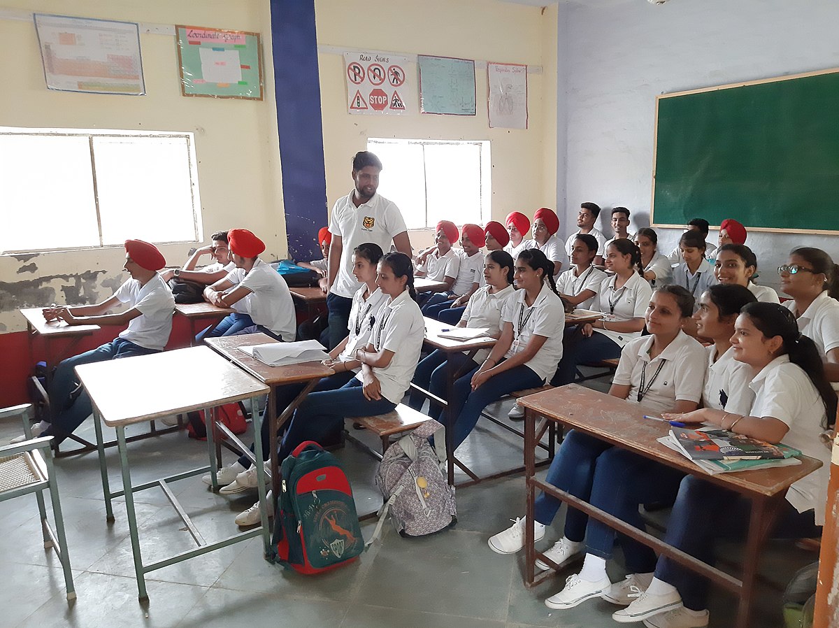 students studying in class