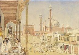 Jama Masjid, Delhi, watercolour, 1852.jpg