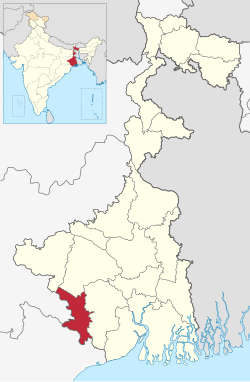 Lage des Bezirks Jhargram in Westbengalen