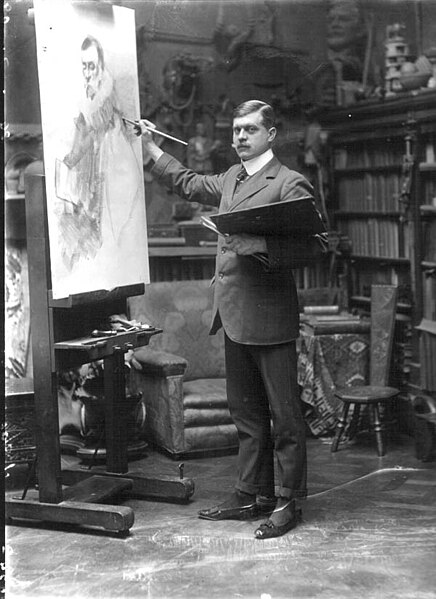 Hassall in his studio, 1909