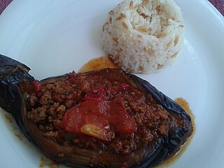 Karnıyarık Stuffed eggplant and meat dish from the Turkish cuisine