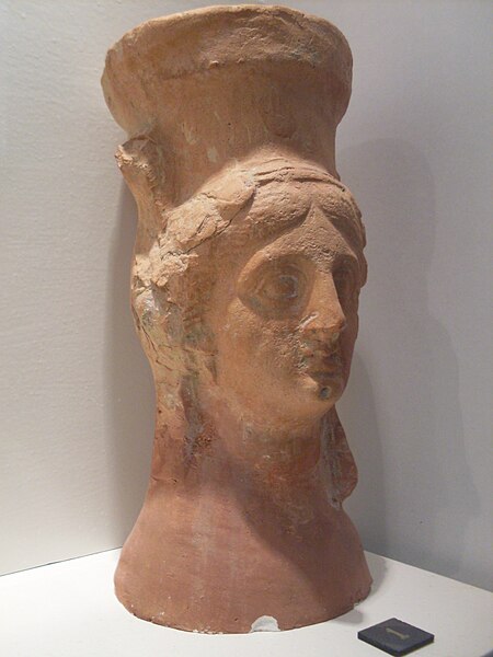 A Carthaginian ceramic perfume burner in the shape of a woman's head, Kerkouane Archaeological Museum