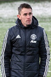 McKenna coaching Manchester United U18 in 2017 Kieran McKenna.jpg