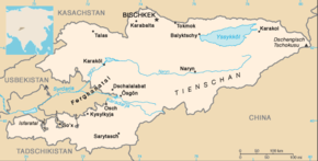 Kart over Den kirgisiske republikk