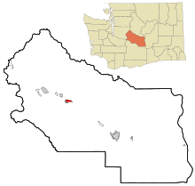 Kittitas County Washington Sisäänrakennetut ja rekisteröimättömät alueet Cle Elum Highlighted.svg