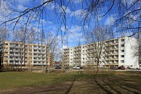 Woningbouw in het dorp Kohila, Estland.