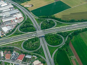 Das Autobahnkreuz von oben