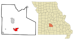 Laclede County Missouri Incorporated and Unincorporated areas Twin Bridges Highlighted.svg