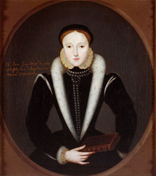 16th century portrait of a lady in the collection of Audley End House, labelled as Jane Grey, copy of the original at Syon House. Based on a portrait 