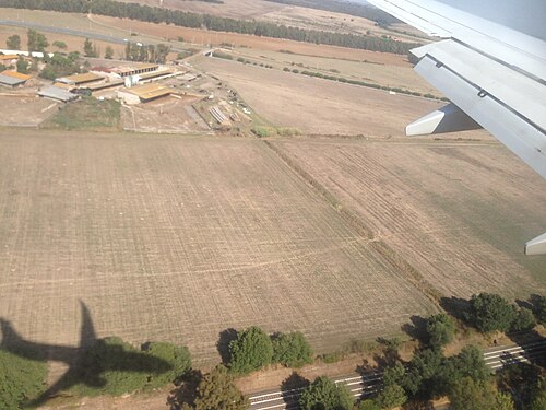 Land ground view from airplane