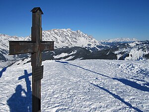 View from the summit to the Hochkönig