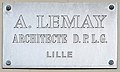 Le Touquet-Paris-Plage - plaque d'architecte A. Lemay apposée sur la résidence du Phare, 109, Avenue des Phares.jpg